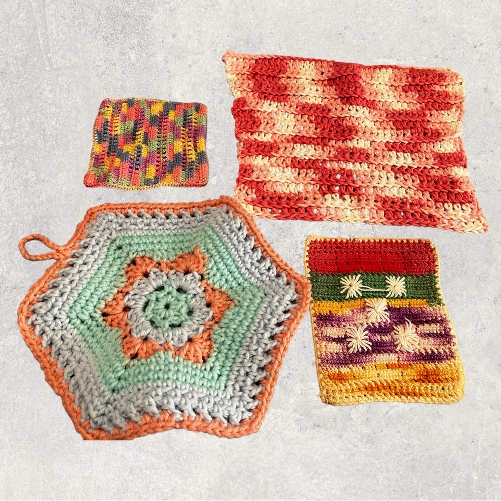 Handmade Crochet Washcloths and Dishcloths - Assorted Colors